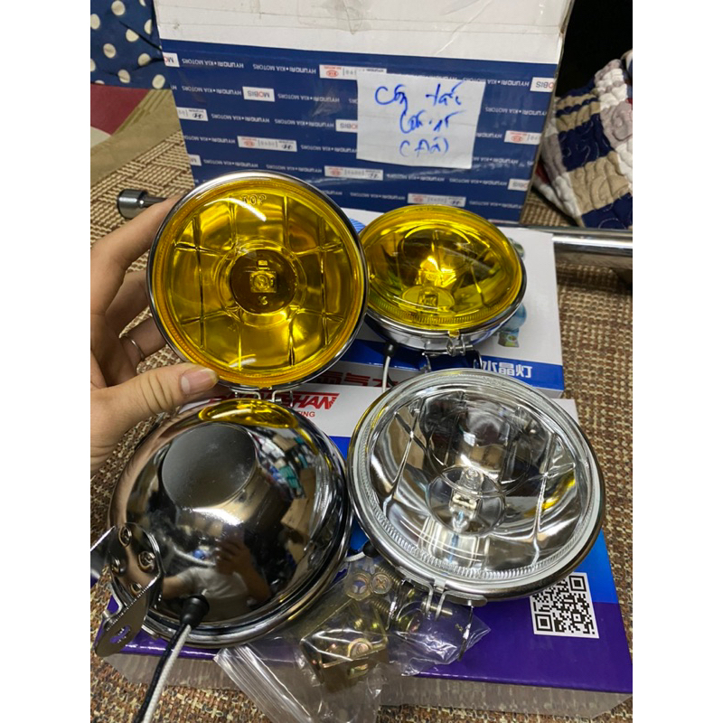 Đôi đèn trợ sáng ,đèn gầm , đèn lùi 12v 24v chế lắp nhiều xe loại tròn inox đường kính cả đai 11cm
