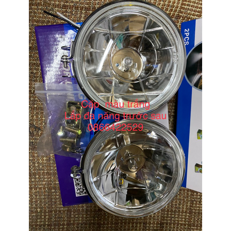 Đôi đèn trợ sáng ,đèn gầm , đèn lùi 12v 24v chế lắp nhiều xe loại tròn inox đường kính cả đai 11cm