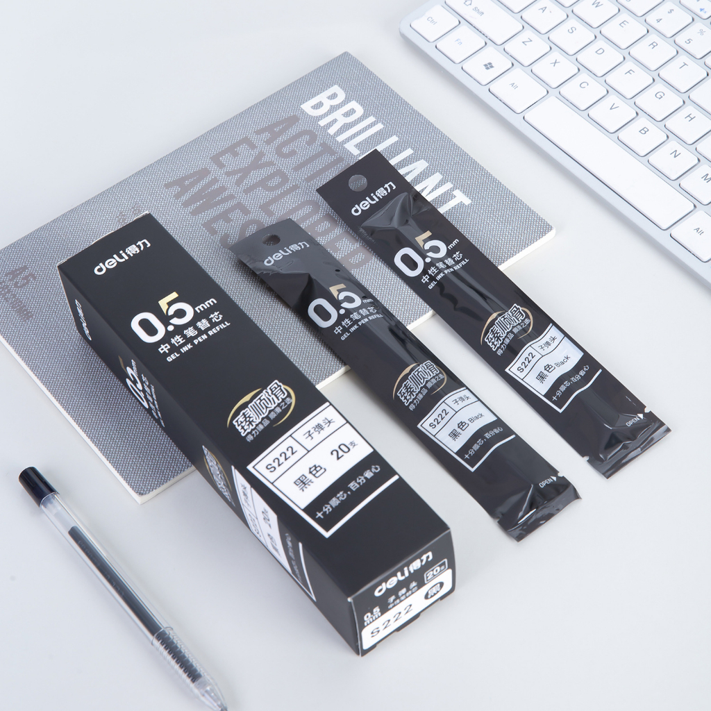Ngòi Deli S221 Ruột 0.5mm Đen Đỏ Xanh Trung Tính Bút Cho Học Sinh Hộp 20 Chiếc Giá 1 Chiếc