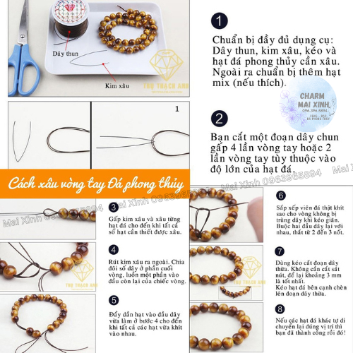 COMBO Chỉ Lụa Co Giãn + Kim Xâu Vòng Tay - 16 Màu - Hàng Loại Đẹp - Dây Xâu Vòng Gỗ, Vòng Đá Phong Thủy, Nối Tóc