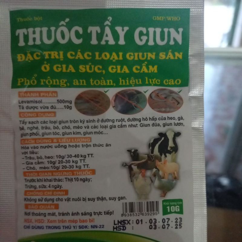 Tẩy sạch các loại giun sán trên gia súc, gia cầm 10g