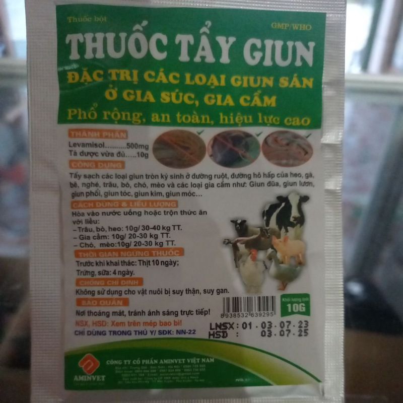 Tẩy sạch các loại giun sán trên gia súc, gia cầm 10g
