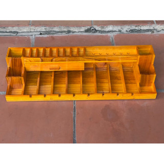 Khay gỗ đựng tông đơ kéo gỗ xoan thịt kích thước rộng 25 cm dài 80cm tặng 20 ảnh dán sticker kích thước 7x7cm