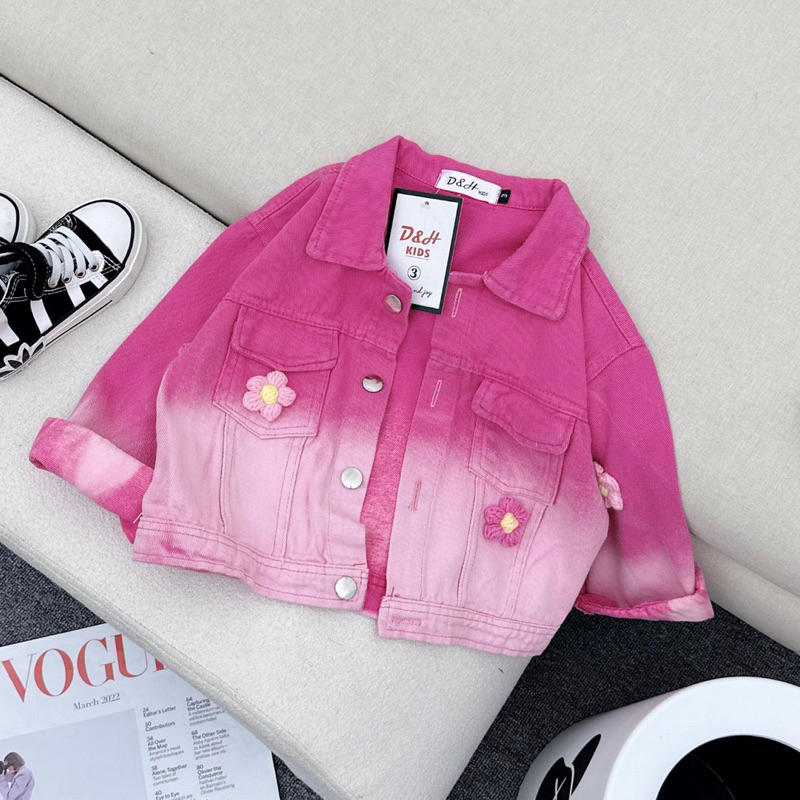 Áo khoác jean loang màu siêu đáng yêu phong cách hàn quốc cho bé gái