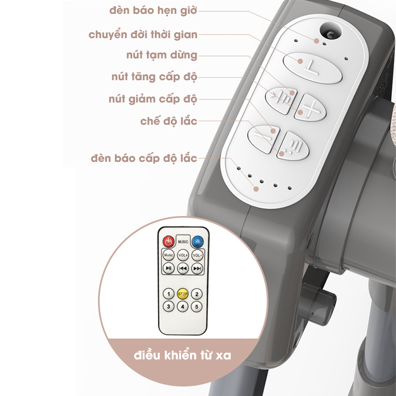 Nôi điện tự động MumKid kèm màn có thể ghép liền giường bố mẹ, nôi điện thông minh nâng hạ độ cao - MK035