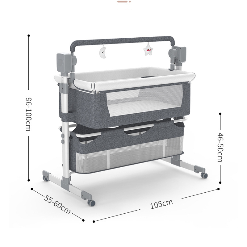 Nôi điện tự động MumKid kèm màn có thể ghép liền giường bố mẹ, nôi điện thông minh nâng hạ độ cao - MK035