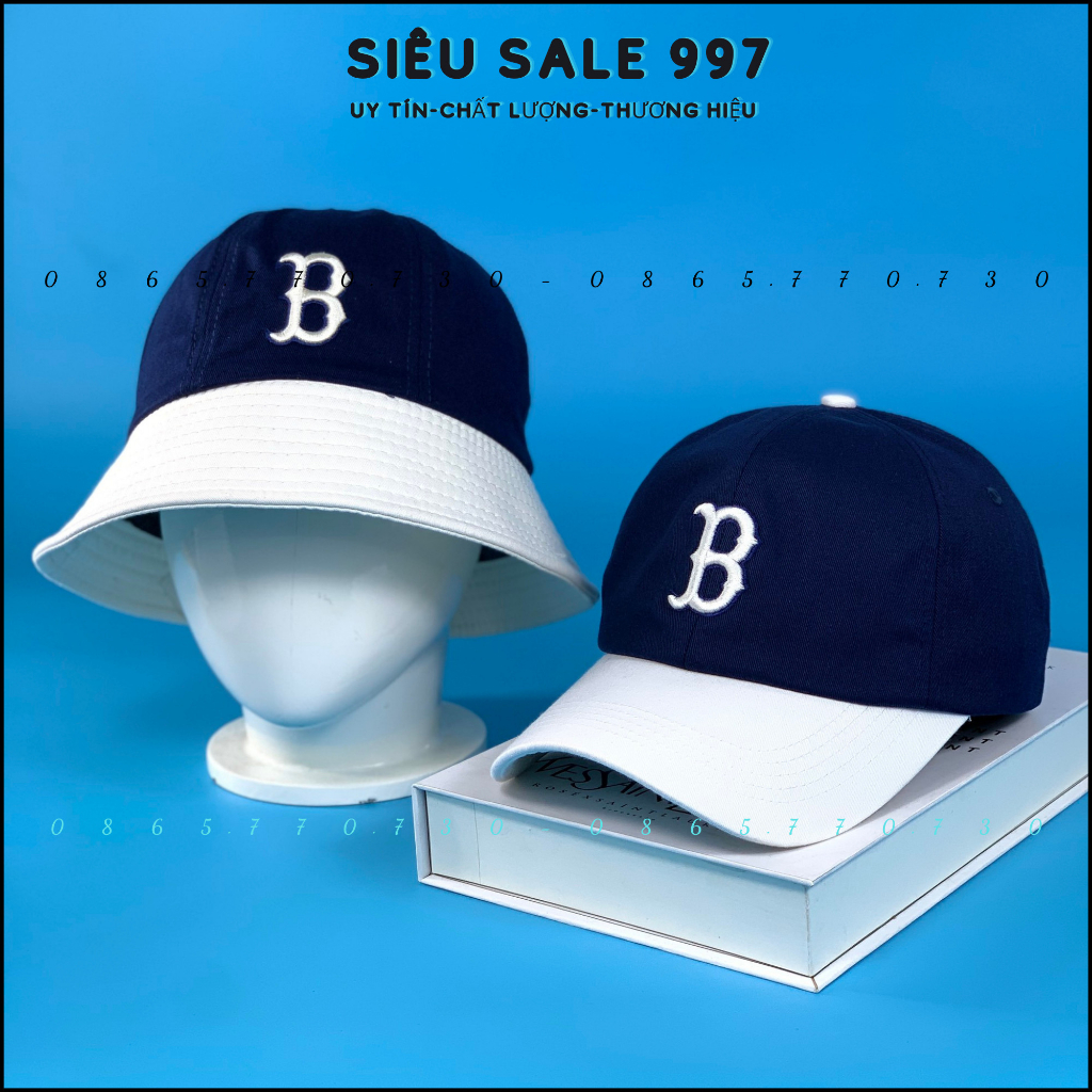 COMBO 1 CẶP 2 NÓN CHỮ B PHỐI MÀU,  THỜI TRANG CAO CẤP