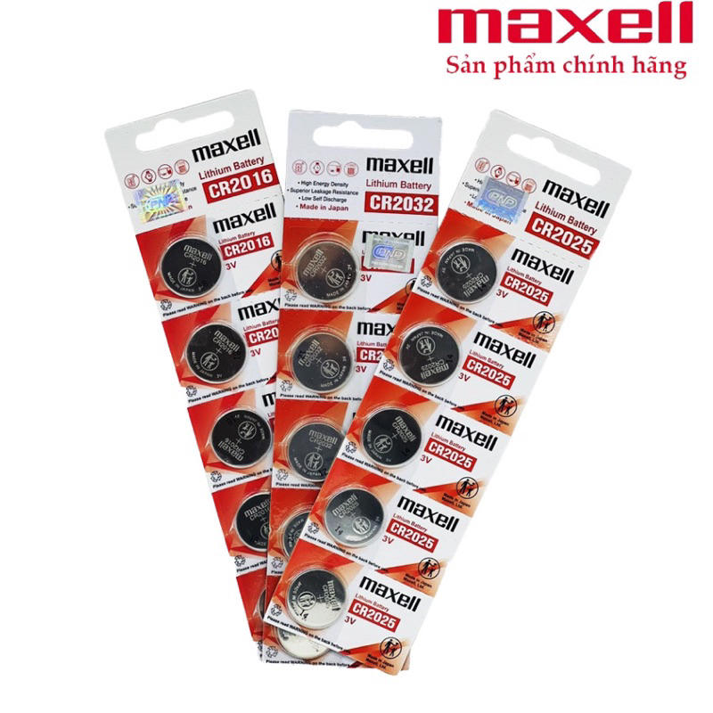 Pin CR2025/CR2016/CR2032 Lithium 3V Maxell vỉ 5 viên cao cấp Made In Japan - Hàng chính hãng