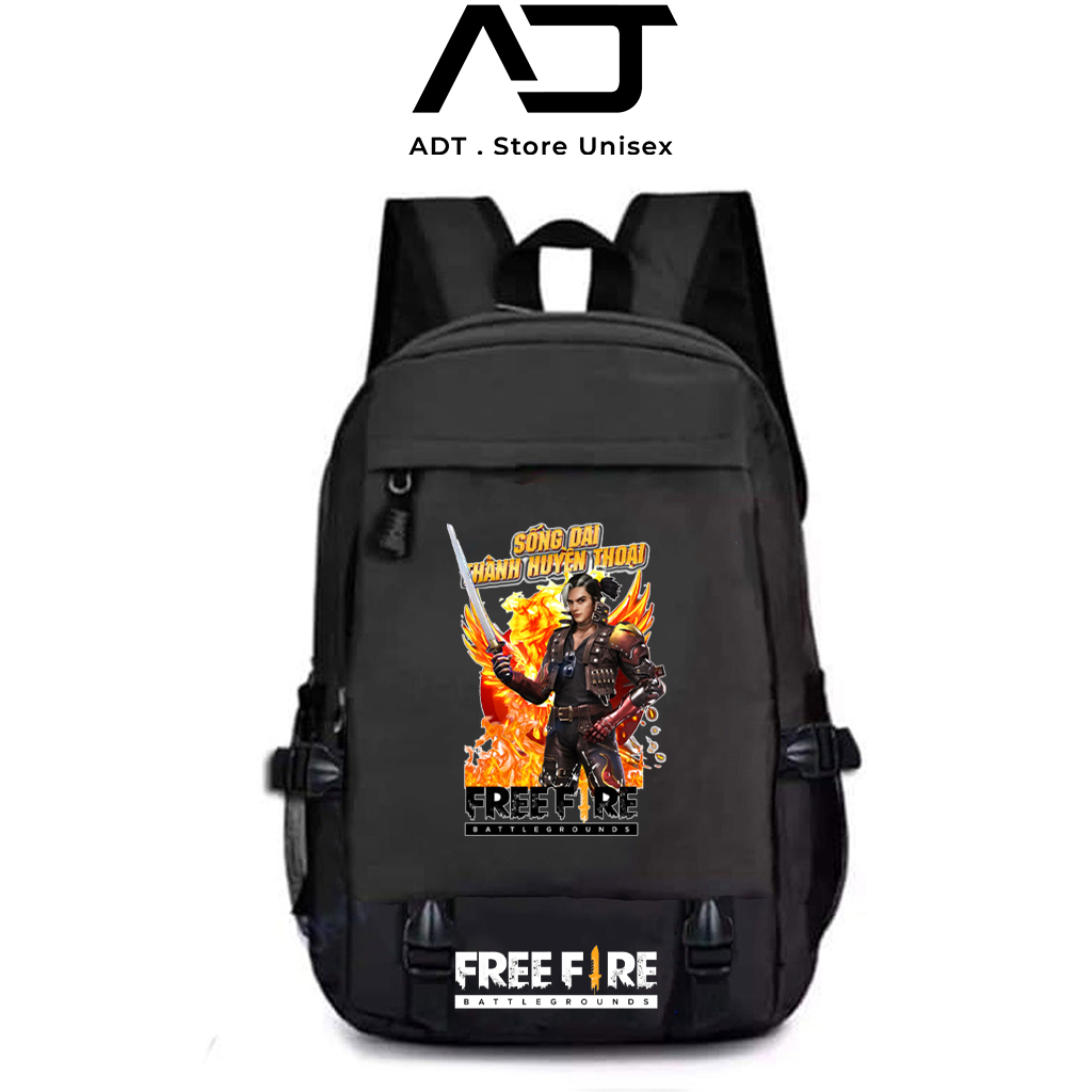 Mẫu cặp free fire in hình quỷ dạ xoa , balo freefire in 3D rank thách đấu, rank huyền thoại