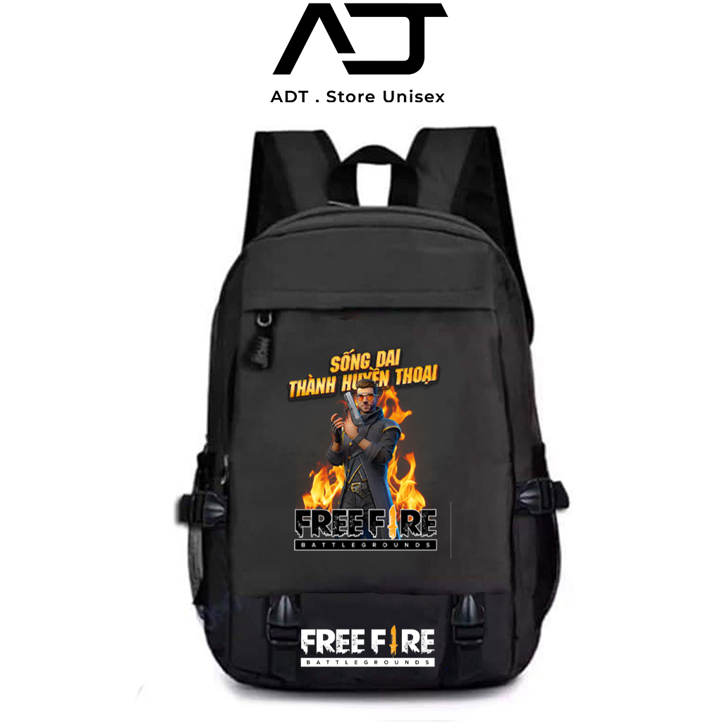 Mẫu cặp free fire in hình quỷ dạ xoa , balo freefire in 3D rank thách đấu, rank huyền thoại