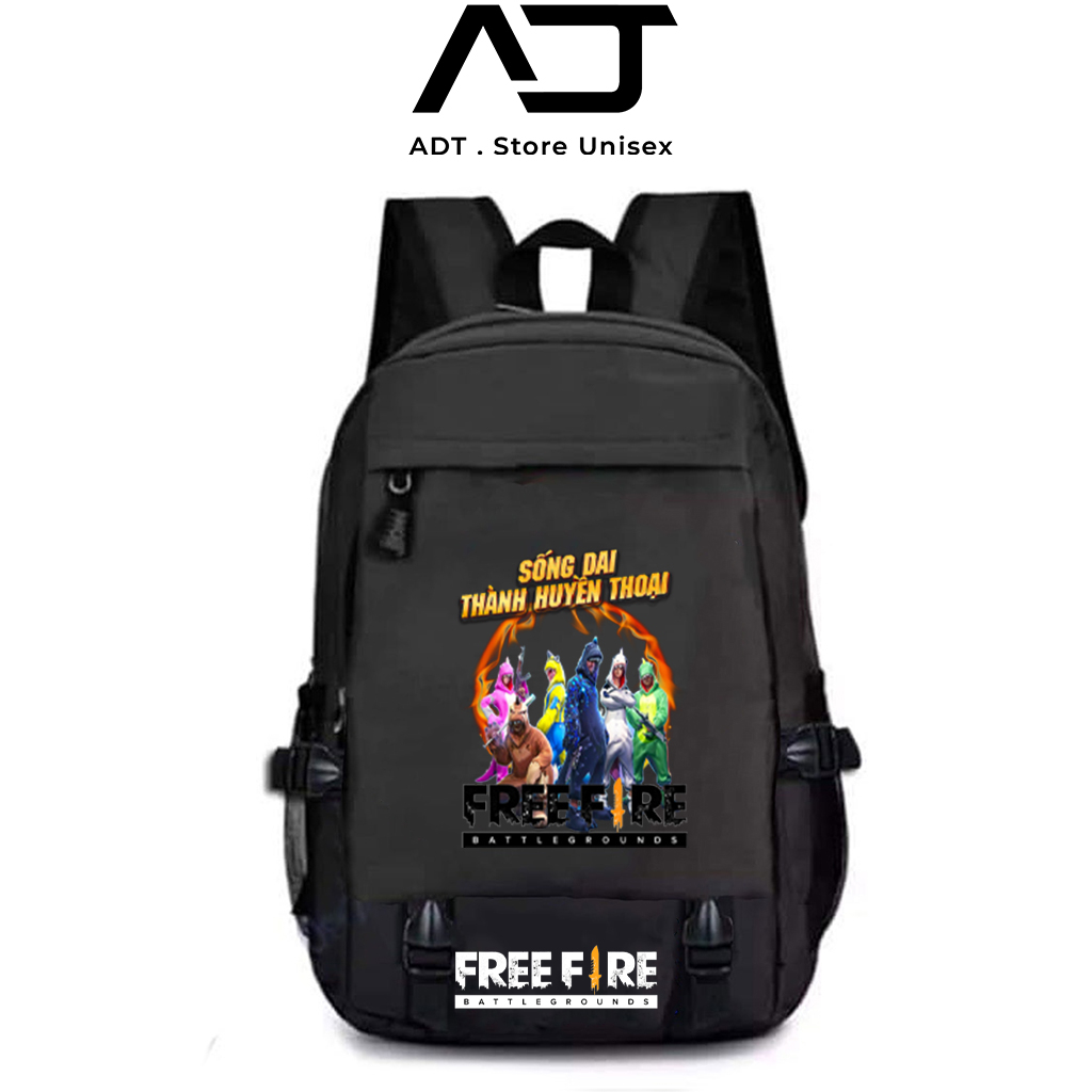 Mẫu cặp free fire in hình quỷ dạ xoa , balo freefire in 3D rank thách đấu, rank huyền thoại