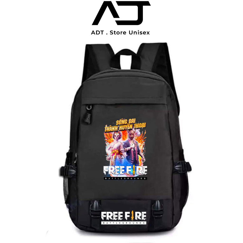 Mẫu cặp free fire in hình quỷ dạ xoa , balo freefire in 3D rank thách đấu, rank huyền thoại