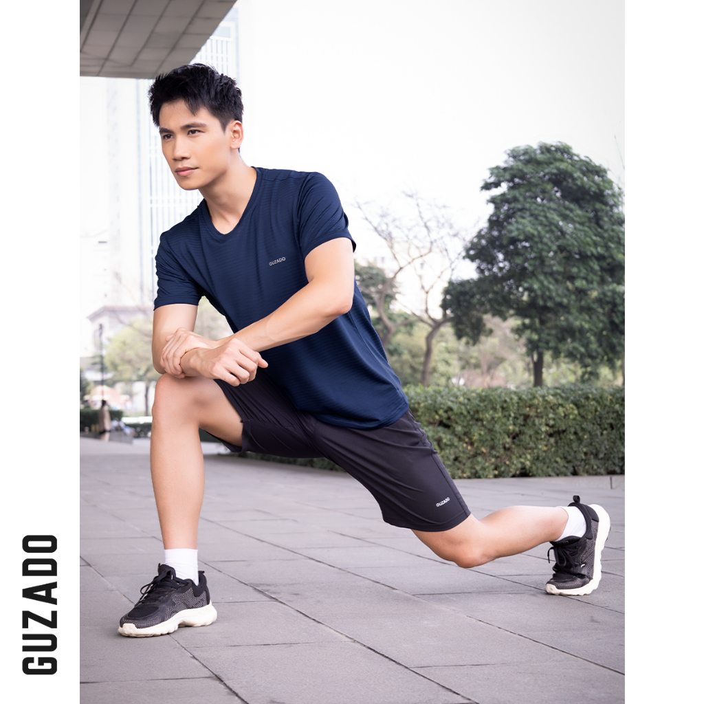 Áo thun thể thao nam cổ tròn Guzado Vải Coolmax Thoáng Khí Vượt Trội TS02