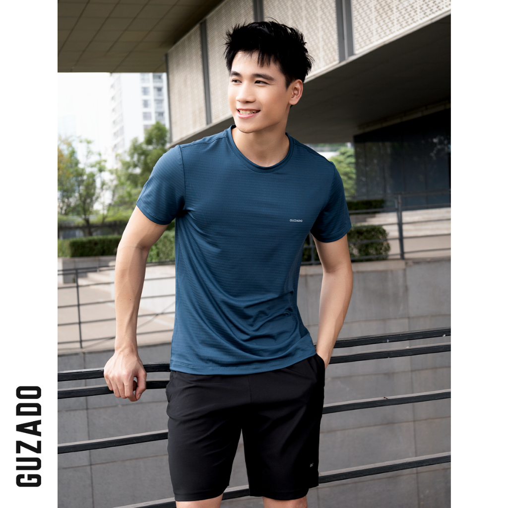 Áo thun thể thao nam cổ tròn Guzado Vải Coolmax Thoáng Khí Vượt Trội TS02