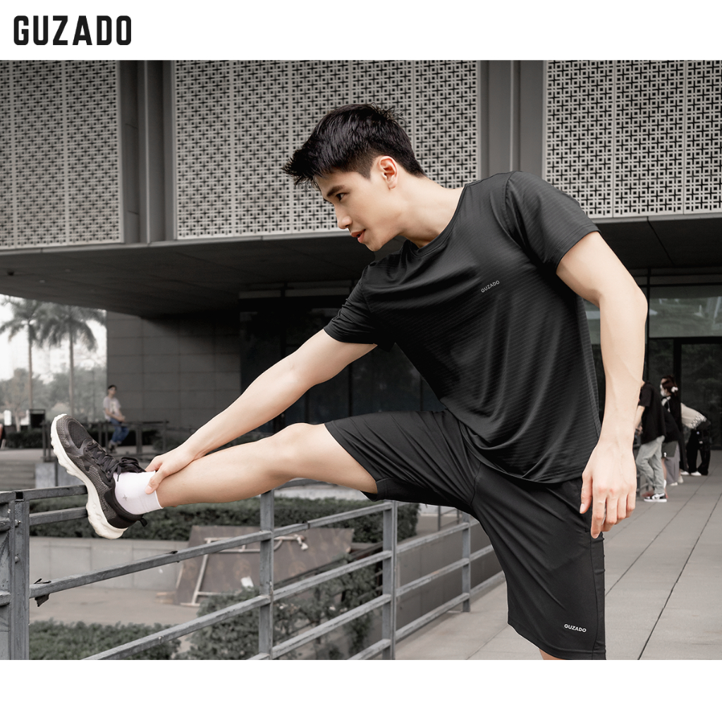 Áo thun thể thao nam cổ tròn Guzado Vải Coolmax Thoáng Khí Vượt Trội TS02