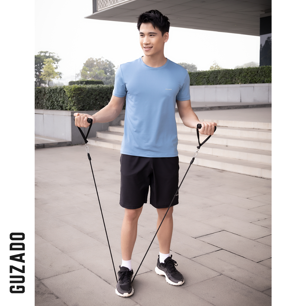 Áo thun thể thao nam cổ tròn Guzado Vải Coolmax Thoáng Khí Vượt Trội TS02