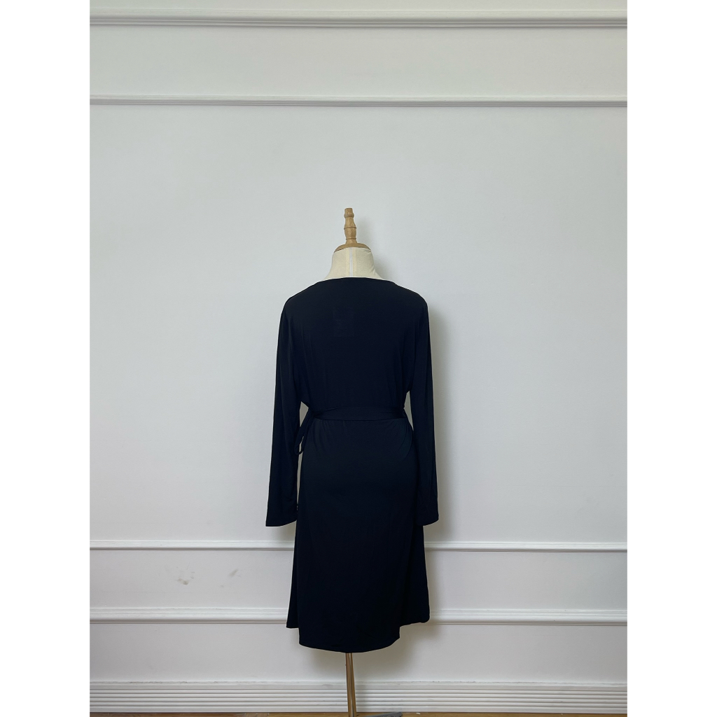 V2796 Váy tay dài MANGO Hàng hiệu chính hãng thời trang nữ màu đen size M Secondhand thanh lý ký gửi