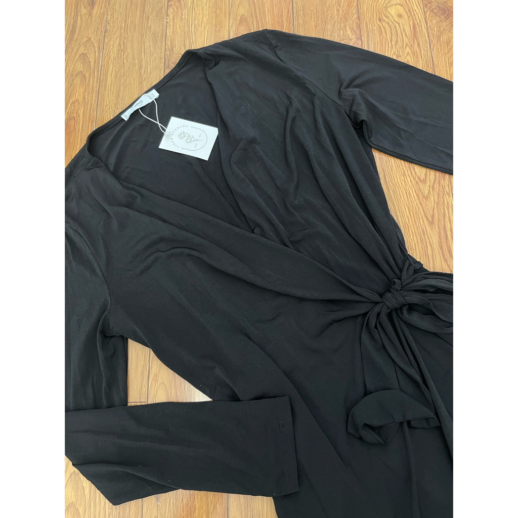 V2796 Váy tay dài MANGO Hàng hiệu chính hãng thời trang nữ màu đen size M Secondhand thanh lý ký gửi