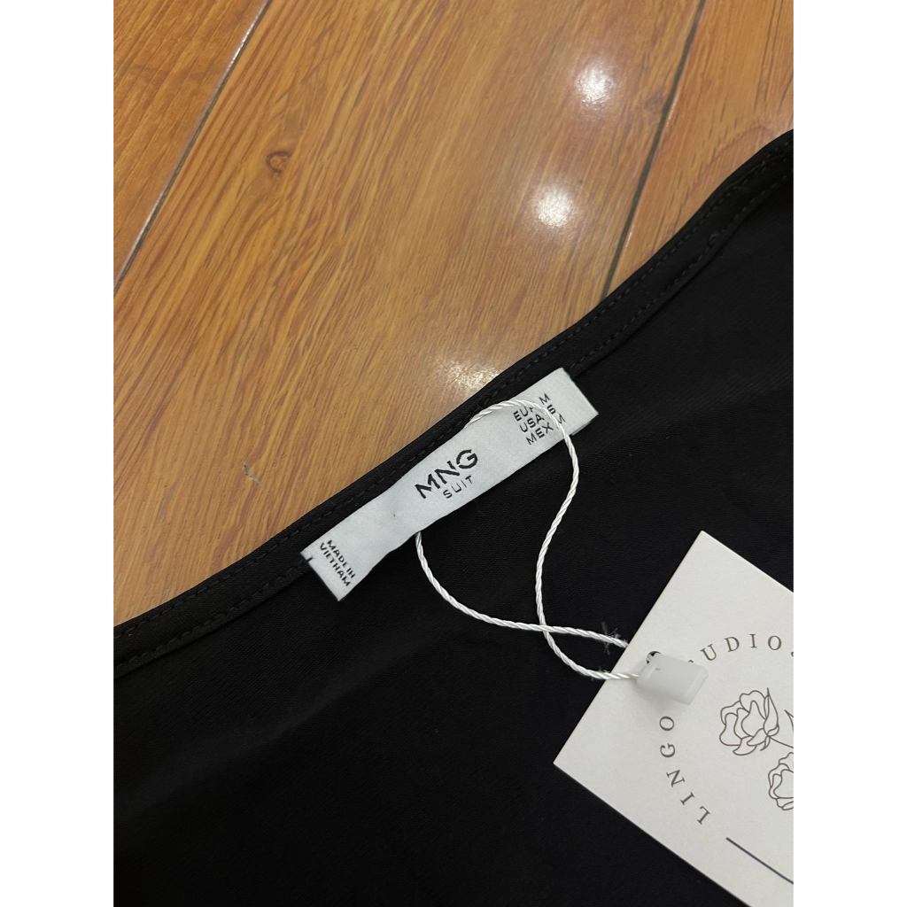 V2796 Váy tay dài MANGO Hàng hiệu chính hãng thời trang nữ màu đen size M Secondhand thanh lý ký gửi