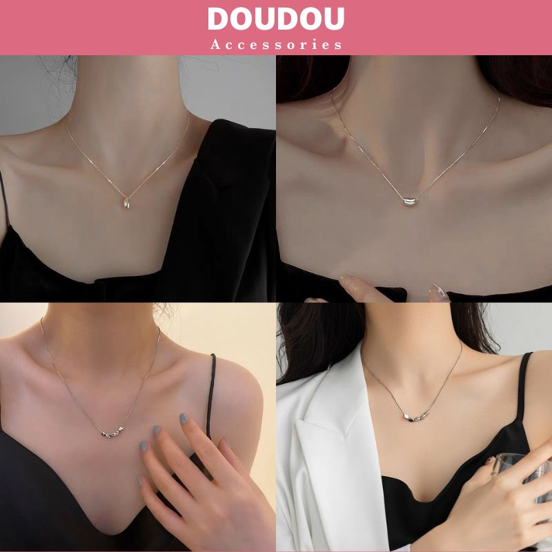 Dây chuyền nữ Doudou Vòng cổ hạt đậu may mắn Lucky Bean phong cách Hàn Quốc chất liệu bạc S925 cao cấp thời trang XL008