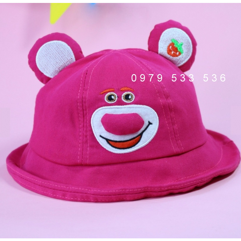 Mũ Tai Bèo Hình Gấu Dâu Lotso Siêu Cưng Cho Bé Gái 6-15 tuổi, họa tiết dễ thương