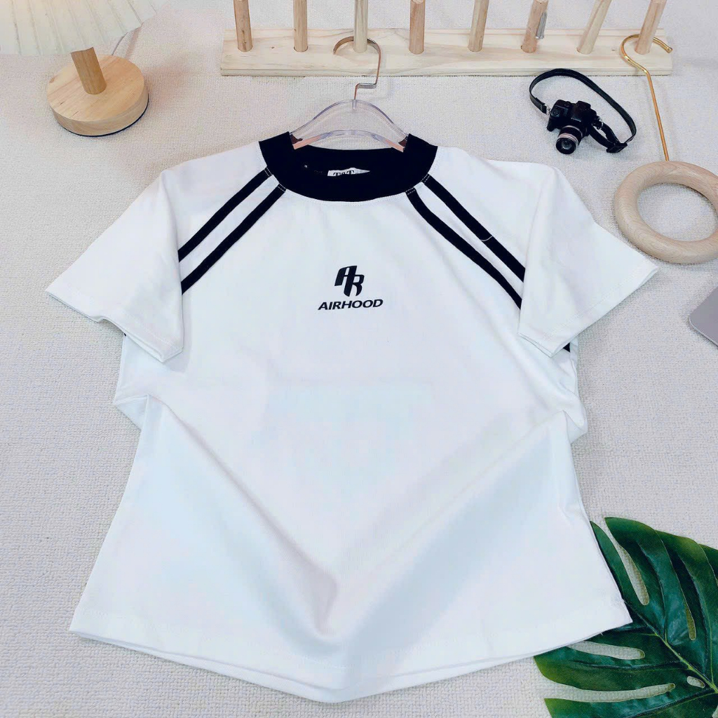 Áo Thun Baby Tee Tay Ngắn Sọc In Chữ Quảng Châu - Dư Tú Lệ Shop