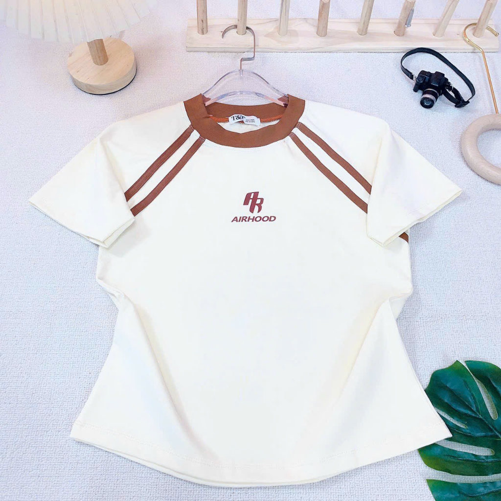 Áo Thun Baby Tee Tay Ngắn Sọc In Chữ Quảng Châu - Dư Tú Lệ Shop