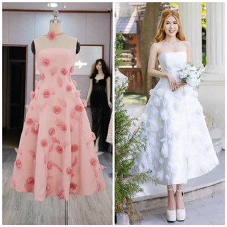 Size>62kg đầm xoè cúp đính hoa lá xinh xắn