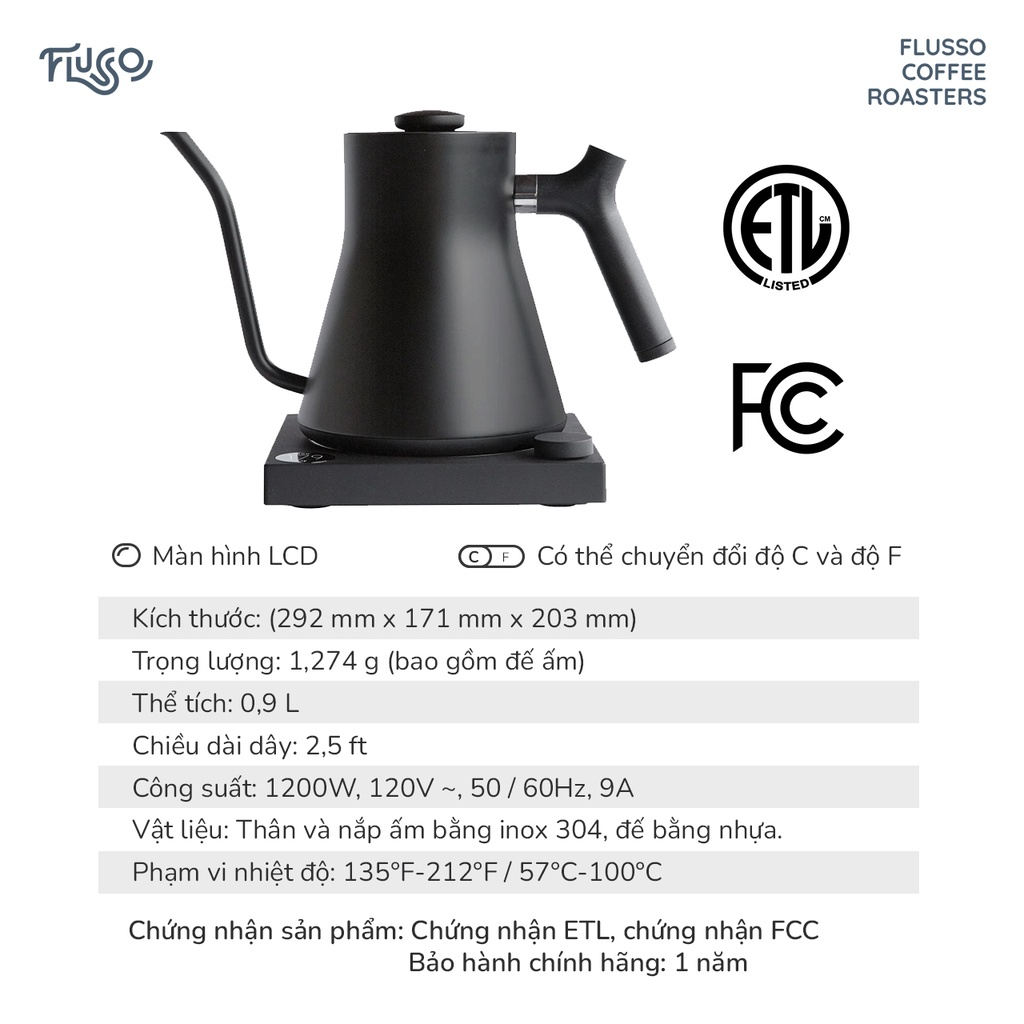 Ấm Điện Rót Cà Phê Fellow Stagg EKG Pour Over