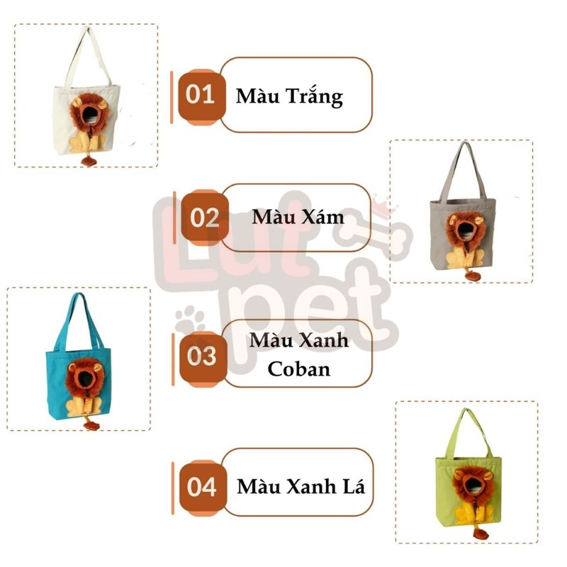 Túi vận chuyển chó mèo đeo vai, balo vận chuyển thú cưng hình sư tử - lutpet