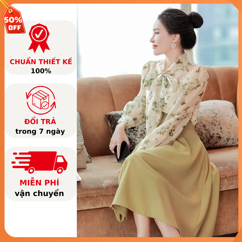 Chân váy công sở midi, set chân váy chữ A xòe eo cao mix áo tơ cao cấp tặng áo 2 dây sang trọng quý phái E192 Emilion