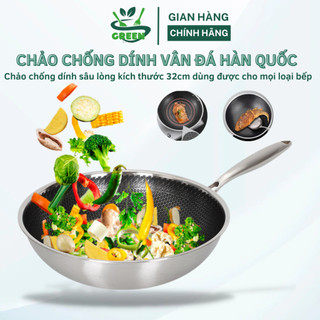 Chảo chống dính sâu lòng vân đá tổ ong Hàn Quốc, kích thước 32cm dùng được cho mọi loại bếp, tiện lợi dễ sử dụng  /