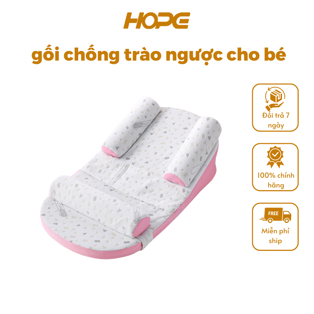 Gối chống trào ngược HOPE cho bé , Đệm ngủ chống trào ngược có đai đeo định hình bảo vệ cột sống cho bé