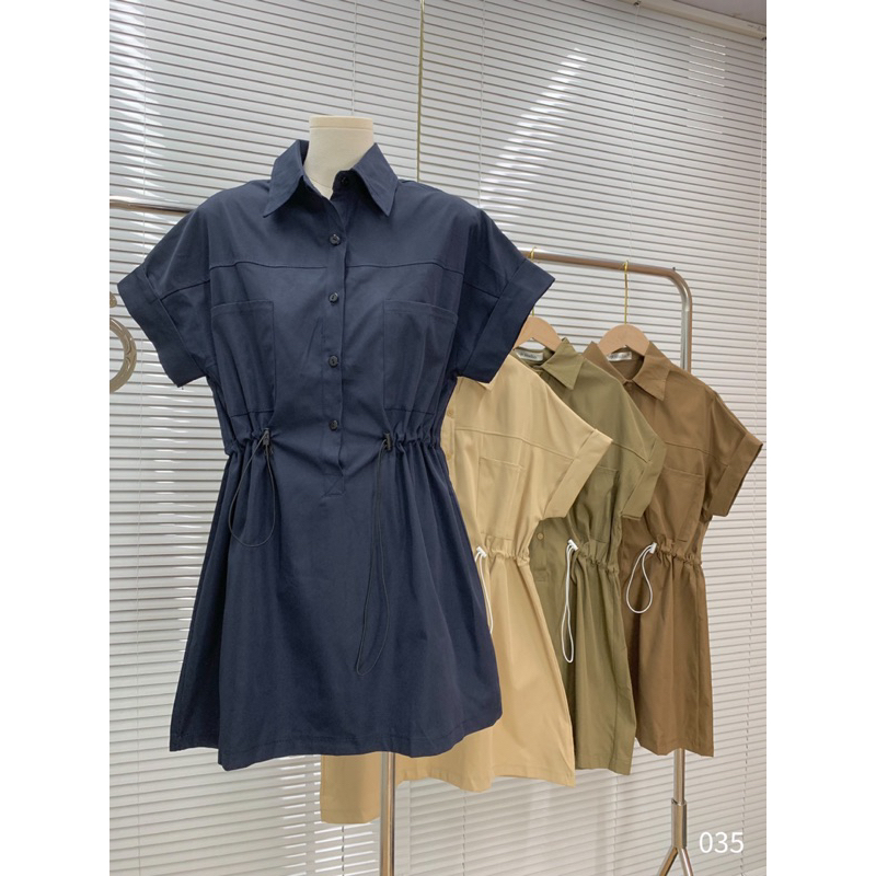 Váy minidress sơ mi rút eo the.sweaterweather TSW (ảnh thật)
