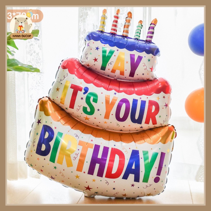 Bóng hình chiếc bánh kem sinh nhật, bánh gato trang trí sinh nhật, thôi nôi