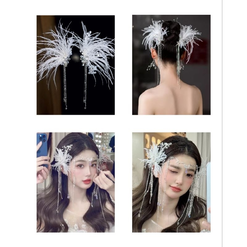 Cặp cài tóc lông vũ