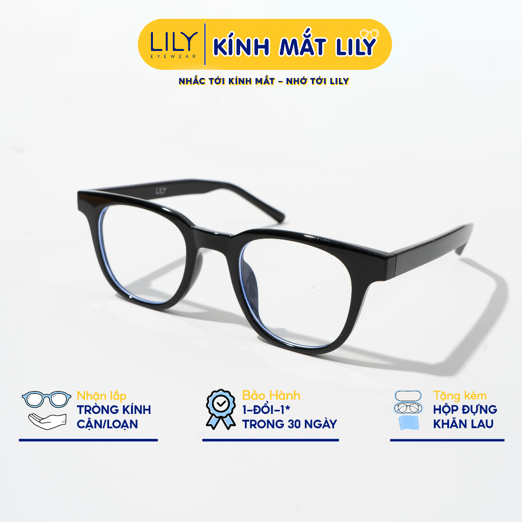 Gọng kính quốc dân nam nữ LILYEYEWEAR chất liệu nhựa bền kiểu dáng dễ đeo phù hợp với nhiều khuôn mặt 23471