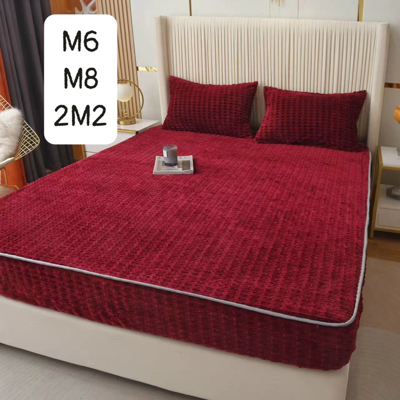 SÉT GA GỐI NỈ NHUNG TRẦN VÂN ÉN DÀY DẶN BỌC ĐỆM TỪ 10 đến 30cm