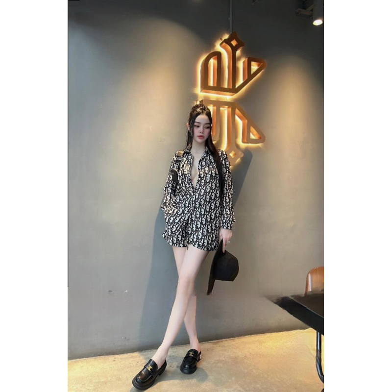 Sét Bộ Áo Dài Tay Quần Cộc Đì ơ Siêu Sang