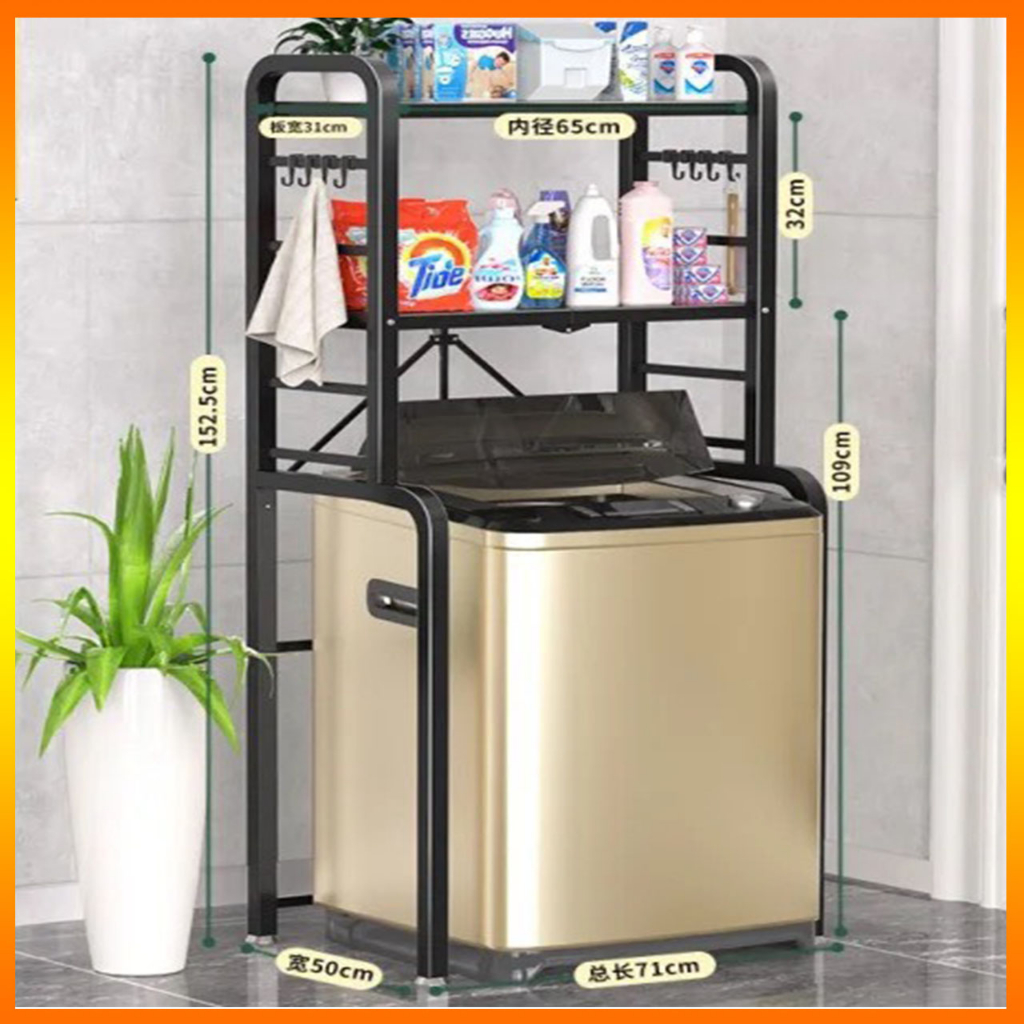 Kệ Nhà Tắm, Kệ Máy Giặt Mẫu Gấp Gọn Thông Minh Thiết Kế 3 Tầng Chất Liệu Sơn Tĩnh Điện Dày, Chắc Chắn, Chịu Tải Tốt