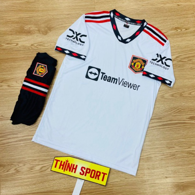 Áo đá banh, bóng đá M.U màu trắng, in tên số theo yêu cầu