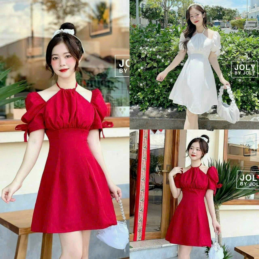 Đầm thời trang nữ dự tiệc chất nhung cổ yếm có mút tay ngắn cột nơ dáng váy dài xoè midi tôn dáng trẻ trung sang trọng