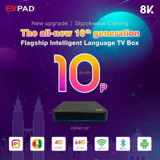 Tivi box evpad 10p ram 4g + rom 64g android 10.0 xem truyền hình quốc tế miễn phí có remote hỗ trợ voice