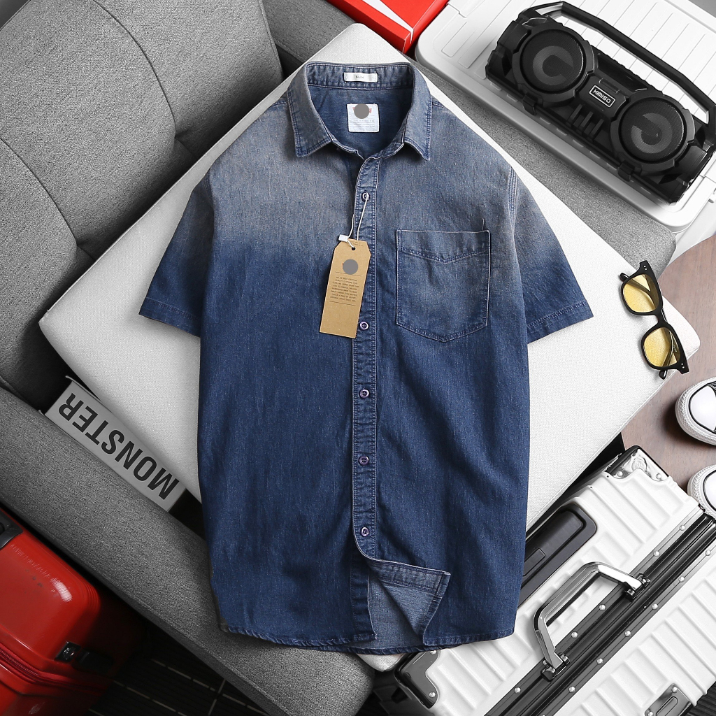 Áo Sơmi Nam Denim Tay Ngắn Nhiều Màu N02