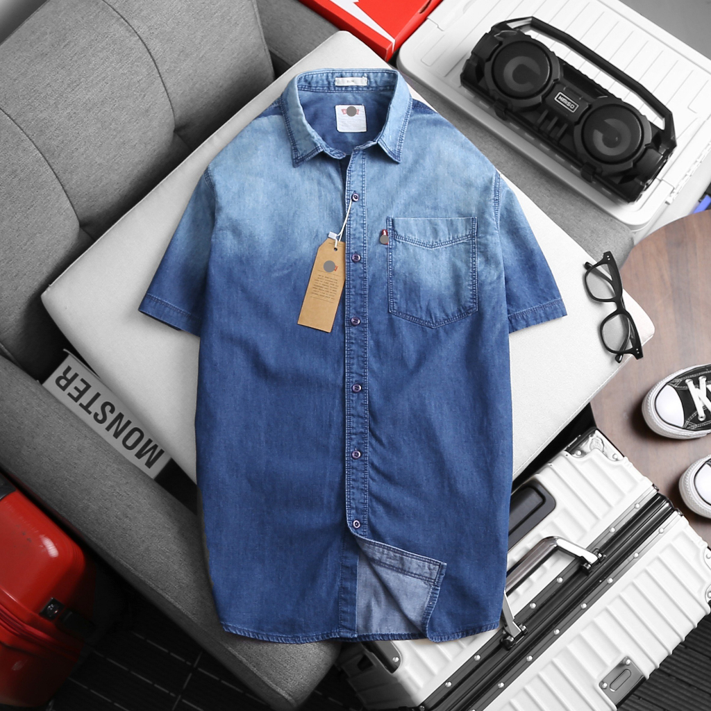 Áo Sơmi Nam Denim Tay Ngắn Nhiều Màu N02