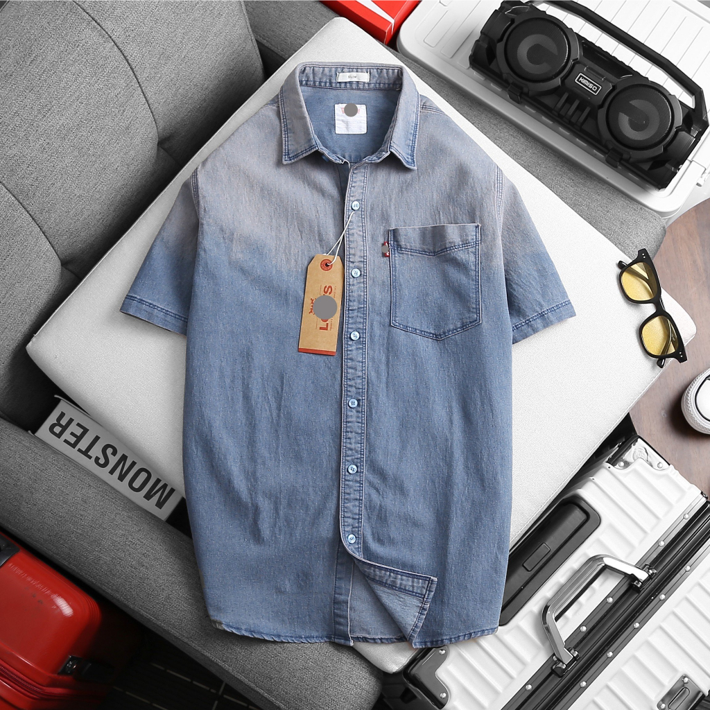 Áo Sơmi Nam Denim Tay Ngắn Nhiều Màu N02