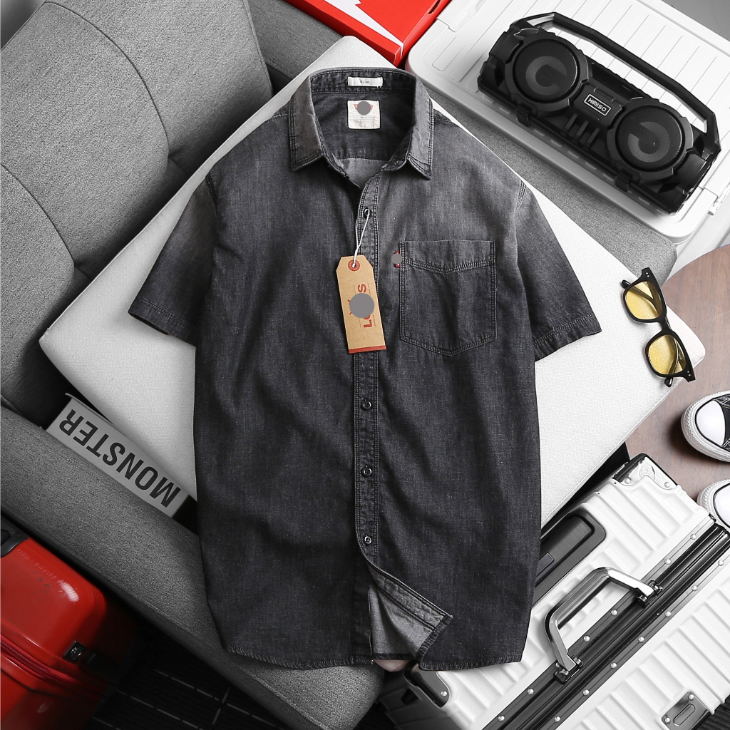 Áo Sơmi Nam Denim Tay Ngắn Nhiều Màu N02