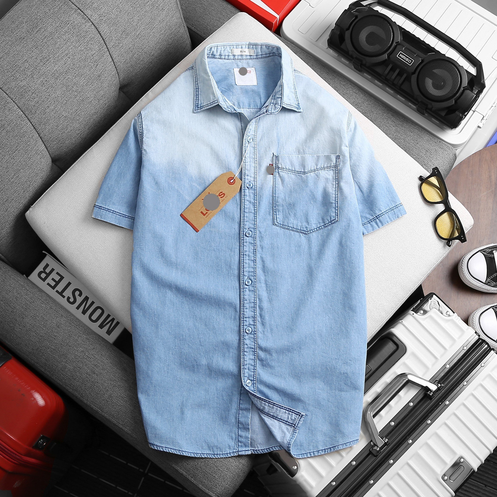 Áo Sơmi Nam Denim Tay Ngắn Nhiều Màu N02