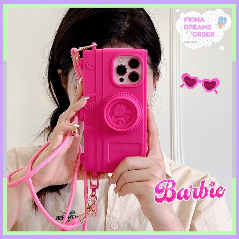 ỐP LƯNG BARBIE KÈM DÂY ĐEO CHÉO HÌNH MÁY CHỤP ẢNH BARBIE MÀU HỒNG TRENDDING