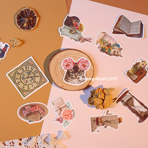 Sticker chống thấm nước | Vintage Diary | dán mũ bảo hiểm,laptop, ly bình giữ nhiệt họa tiết dễ thương | Nắng Decor